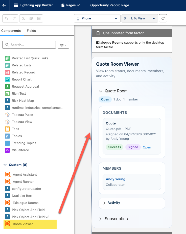 Room Viewer on a Salesforce Lightning record page
