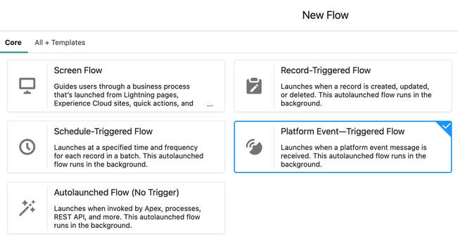 Select Platform Event-Triggered Flow